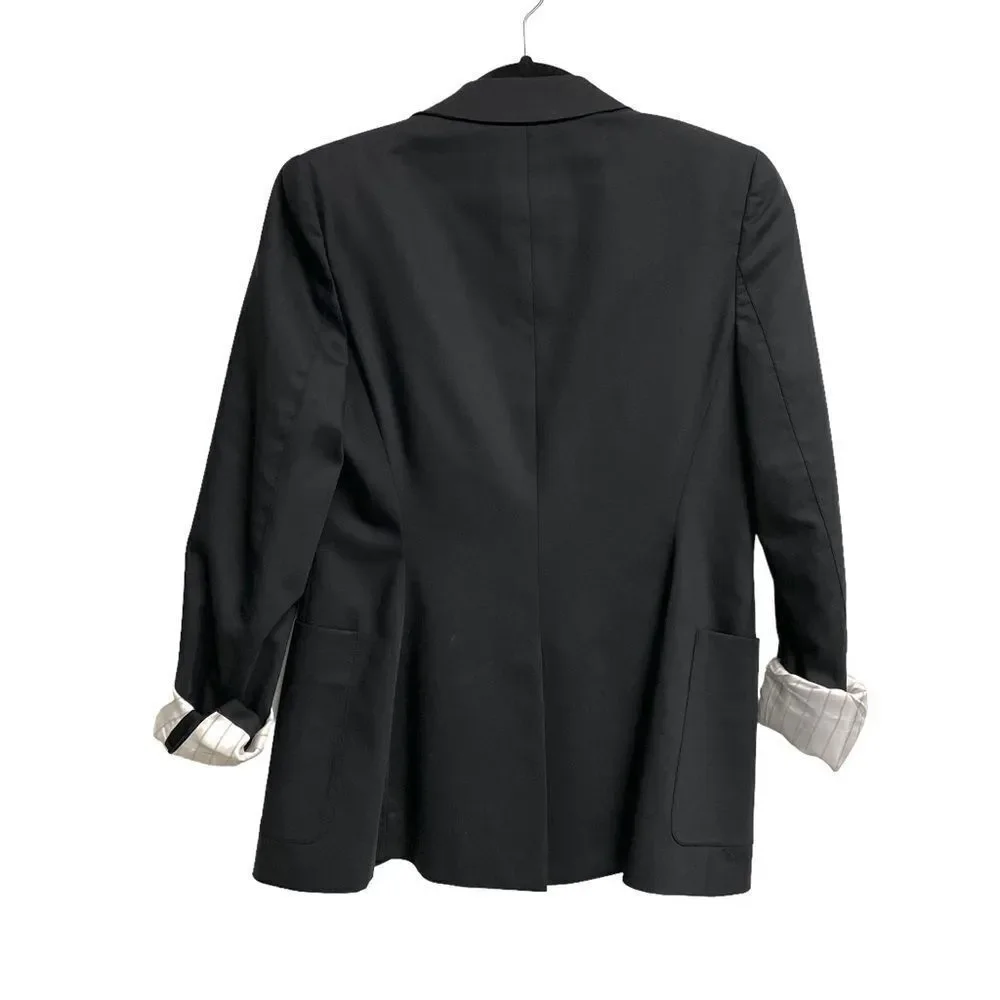 ARITZIA Talula Wool Boyfriend Blazer Jacket Roll Sleeves Black 2